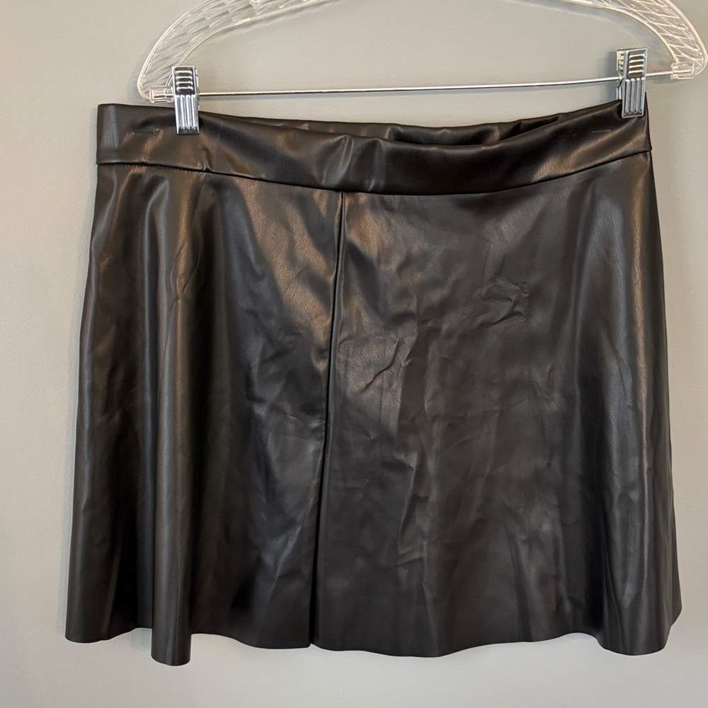 Nwot Black Faux Leather A-Line Skirt - Women